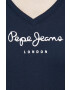 Pepe Jeans Bavlněné tričko Wendy V Neck tmavomodrá barva - Pepit.cz