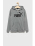 Puma Dětská mikina ESS Big Logo FZ Hoodie TR B šedá barva s kapucí vzorovaná - Pepit.cz