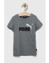 Puma Dětské bavlněné tričko ESS+ 2 Col Logo Tee B šedá barva s potiskem - Pepit.cz