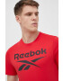 Reebok Bavlněné tričko červená barva s potiskem - Pepit.cz