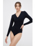 Spanx Funkční prádlo SLEEVE V-NECK BODYSUIT černá barva hladké - Pepit.cz