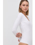 Spanx Funkční prádlo SLEEVE V-NECK BODYSUIT bílá barva hladké - Pepit.cz