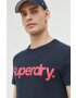 Superdry Bavlněné tričko tmavomodrá barva s potiskem - Pepit.cz