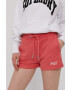 Superdry Kraťasy dámské růžová barva hladké high waist - Pepit.cz