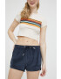 Superdry Kraťasy dámské tmavomodrá barva hladké high waist - Pepit.cz