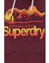 Superdry Mikina pánská vínová barva s kapucí s potiskem - Pepit.cz