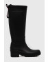 Tommy Hilfiger Holínky Th Overknee Rainboot Monogram dámské černá barva - Pepit.cz