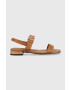 Tommy Hilfiger Kožené sandály HARDWARE FLAT SANDAL dámské hnědá barva FW0FW07094 - Pepit.cz