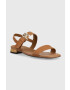 Tommy Hilfiger Kožené sandály HARDWARE FLAT SANDAL dámské hnědá barva FW0FW07094 - Pepit.cz