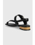 Tommy Hilfiger Kožené sandály HARDWARE FLAT SANDAL dámské černá barva FW0FW07094 - Pepit.cz