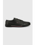 Tommy Hilfiger Kožené tenisky CORE CORPORATE VULC LEATHER pánské černá barva FM0FM04561 - Pepit.cz