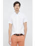 Tommy Hilfiger Lněná košile bílá barva regular s límečkem button-down - Pepit.cz