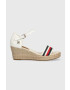 Tommy Hilfiger Sandály MID WEDGE CORPORATE dámské bílá barva na klínku - Pepit.cz