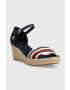 Tommy Hilfiger Sandály MID WEDGE CORPORATE dámské tmavomodrá barva na klínku - Pepit.cz