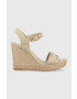 Tommy Hilfiger Sandály SEASONAL WEBBING WEDGE dámské béžová barva na platformě FW0FW07088 - Pepit.cz