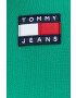 Tommy Jeans Bavlněná mikina pánská zelená barva s kapucí s aplikací - Pepit.cz