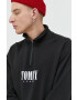 Tommy Jeans Bavlněná mikina pánská černá barva melanžová - Pepit.cz