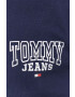 Tommy Jeans Bavlněná mikina pánská tmavomodrá barva s potiskem - Pepit.cz