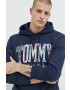 Tommy Jeans Bavlněná mikina pánská zelená barva s aplikací - Pepit.cz