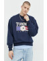 Tommy Jeans Bavlněná mikina pánská černá barva hladká - Pepit.cz