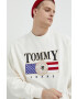 Tommy Jeans Bavlněná mikina pánská béžová barva s aplikací - Pepit.cz