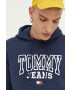 Tommy Jeans Bavlněná mikina pánská tmavomodrá barva s kapucí s potiskem - Pepit.cz