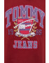 Tommy Jeans Bavlněná mikina pánská vínová barva s aplikací - Pepit.cz