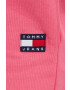 Tommy Jeans Bavlněné kalhoty dámské růžová barva hladké - Pepit.cz