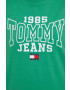 Tommy Jeans Bavlněné tričko zelená barva - Pepit.cz