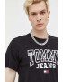 Tommy Jeans Bavlněné tričko černá barva s potiskem - Pepit.cz