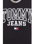 Tommy Jeans Bavlněné tričko černá barva s potiskem - Pepit.cz