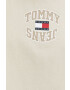 Tommy Jeans Bavlněné tričko béžová barva s aplikací - Pepit.cz