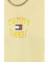 Tommy Jeans Bavlněné tričko žlutá barva s potiskem - Pepit.cz