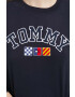 Tommy Jeans Bavlněné tričko s dlouhým rukávem tmavomodrá barva - Pepit.cz