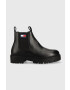 Tommy Jeans Kožené kotníkové boty Heritage Branding Chelsea Boot pánské černá barva - Pepit.cz