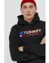 Tommy Jeans Mikina pánská černá barva s kapucí s aplikací - Pepit.cz