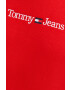 Tommy Jeans Mikina pánská červená barva s kapucí s aplikací - Pepit.cz