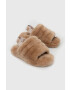 Ugg Dětské vlněné pantofle Fluff Yeah Slide hnědá barva - Pepit.cz