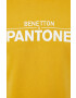 United Colors of Benetton Bavlněná mikina X Pantone pánská žlutá barva s kapucí vzorovaná - Pepit.cz