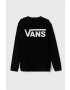 Vans Dětská bavlněná mikina CLASSIC CREW černá barva s potiskem - Pepit.cz