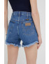 Wrangler Džínové šortky dámské hladké high waist - Pepit.cz