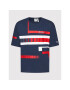 Champion T-Shirt Script Logo Stripe 216487 Tmavomodrá Custom Fit - Pepit.cz