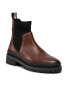 Tommy Hilfiger Kotníková obuv s elastickým prvkem Th Outdoor Knit Flat Boot FW0FW06001 Hnědá - Pepit.cz