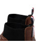 Tommy Hilfiger Kotníková obuv s elastickým prvkem Th Outdoor Knit Flat Boot FW0FW06001 Hnědá - Pepit.cz