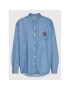 Tommy Jeans džínová košile Chambray Badge DW0DW13713 Modrá Boyfriend Fit - Pepit.cz