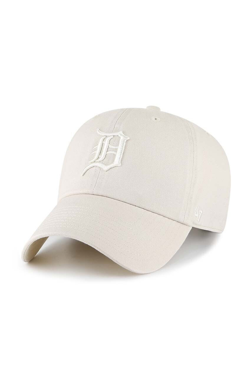 47brand Bavlněná baseballová čepice MLB Detroit Tigers béžová barva s aplikací - Pepit.cz