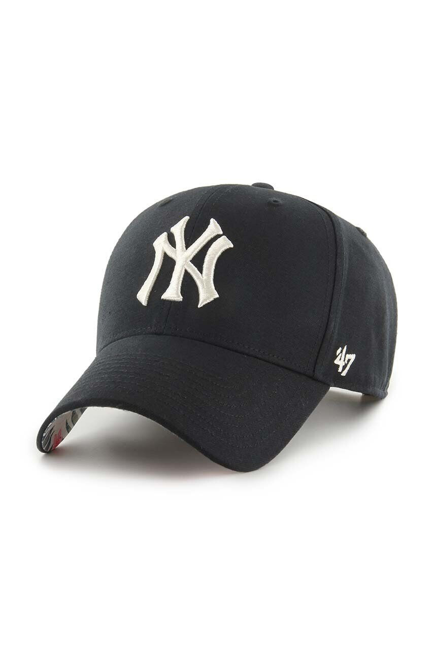 47brand Bavlněná baseballová čepice MLB New York Yankees černá barva s aplikací - Pepit.cz