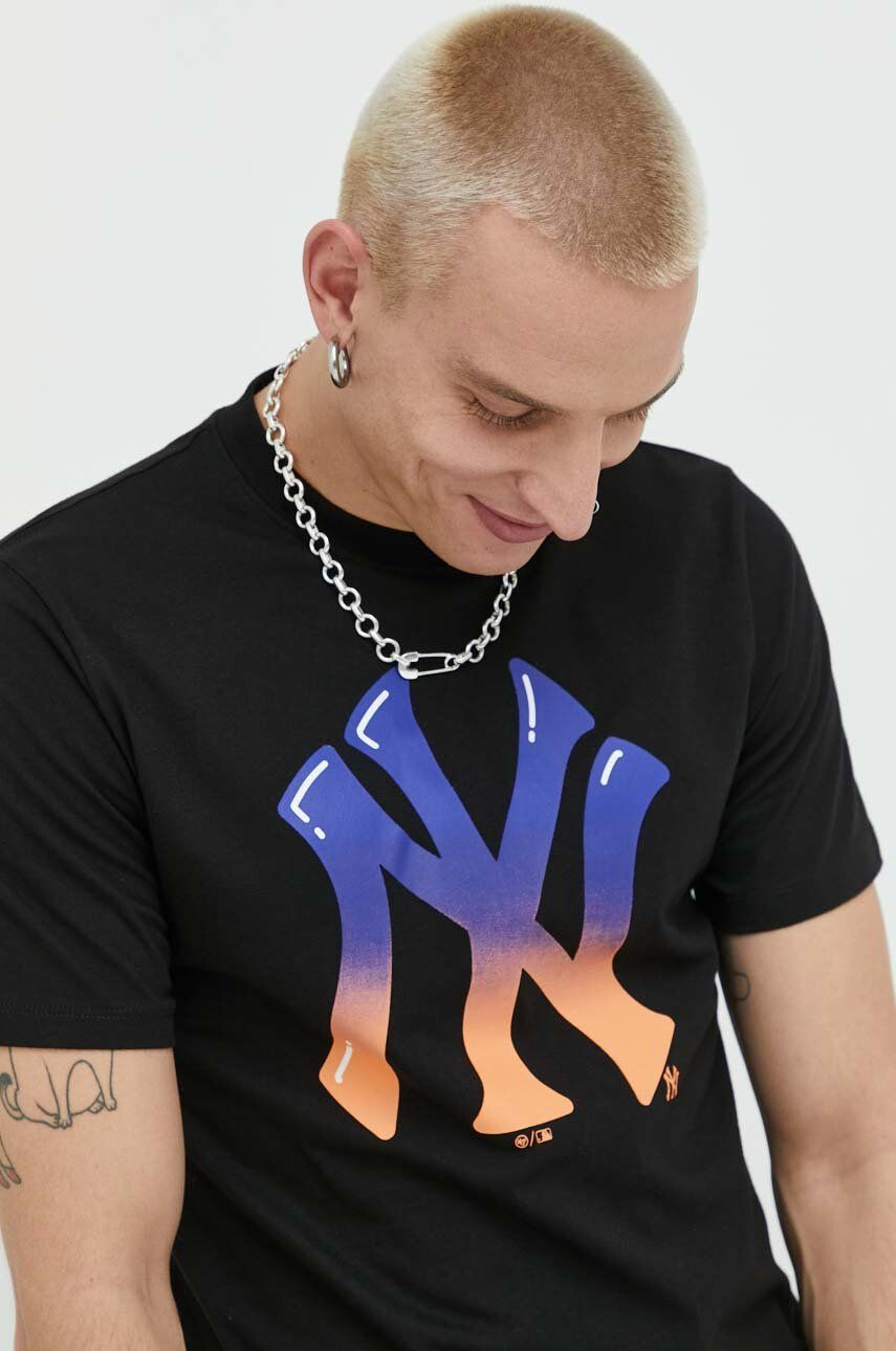 47brand Bavlněné tričko Mlb New York Yankees černá barva s potiskem - Pepit.cz