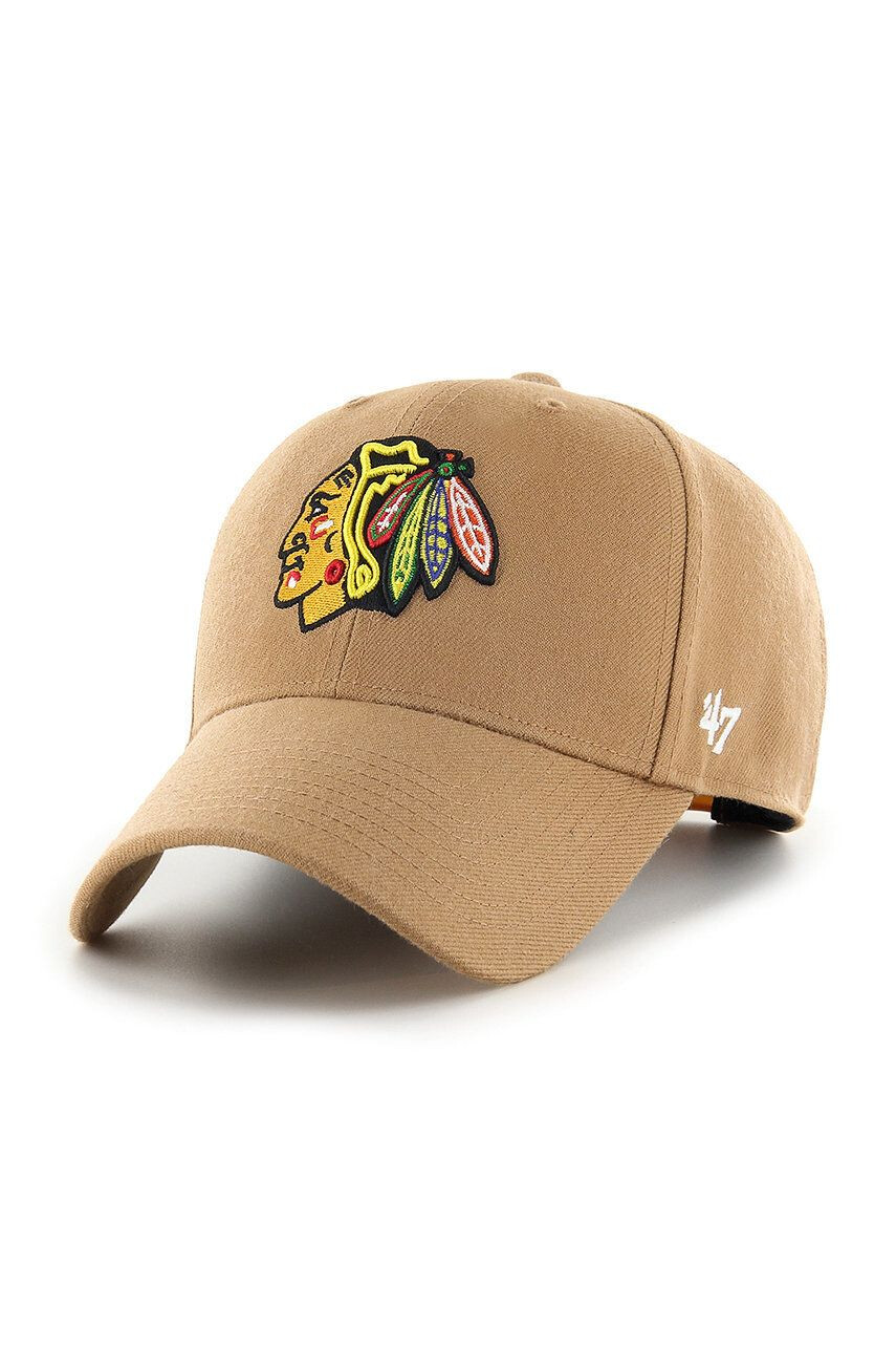 47brand Čepice Chicago Blackhawks hnědá barva s aplikací - Pepit.cz