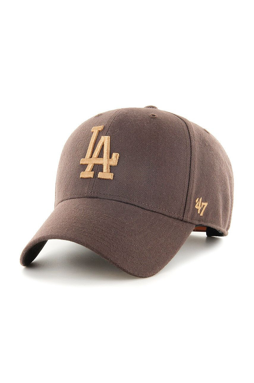 47brand Čepice Los Angeles Dodgers hnědá barva s aplikací - Pepit.cz